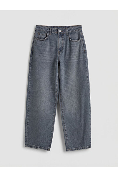 LC Waikiki Gray High Waist Boyfriend Fit Women's Jean Trousers