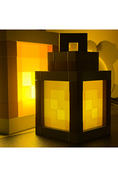 AlaSwan Sarı Renk Piksel Temalı Mini Masa Lambası - Led Mum Hediyeli Gece Lam...