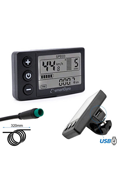eWheel Display pentru trotineta/bicicleta electrica S866 cu port USB (SmartGyro)