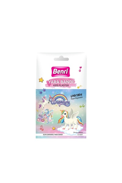 Benri Unicorn-themed plaster bandages for wounds and pimples, 15 pieces (orig...