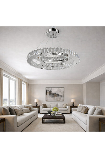 TREND 60LIK KAFKAS AURORA GÜMÜŞ MODERN KRİSTAL AVİZE