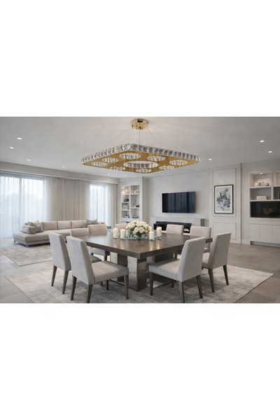 TREND 60LIK KARE İCİ DAİRE FORMU GOLD MODERN KRİSTAL AVİZE