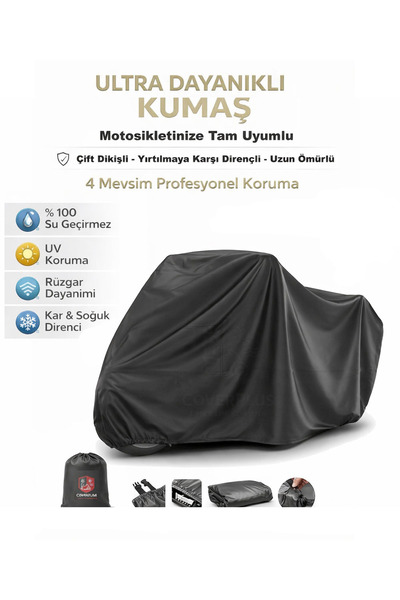 CoverPlus غطاء محرك يوكي إكس واي برو، غطاء دراجة نارية (لون أسود) - مقاوم للم...