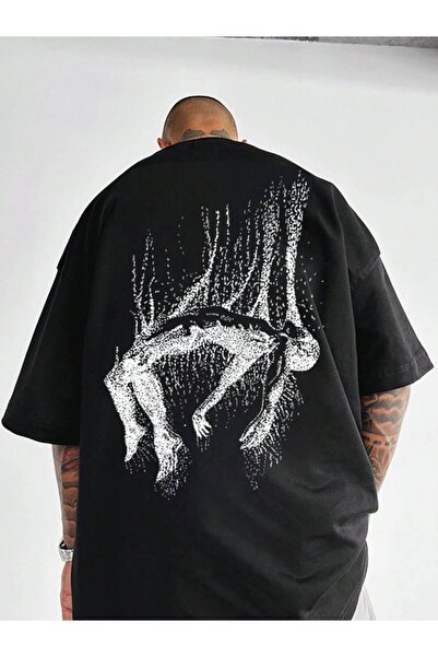 CLASSY.MODA Unisex Μαύρο Μπλουζάκι με στάμπα Oversize Streetwear Άνετη εφαρμο...