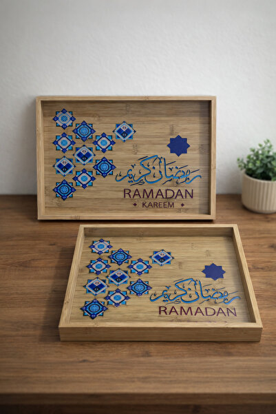 WOOD Luxurious Ramadan tray set with a glass base – elegant heritage design f...