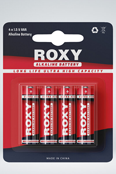 Roxy AAA Alkalin İnce Kalem Pil (4'lü paket) 1,5 V LR6-AAA-48 (Yüksek Kapasite)