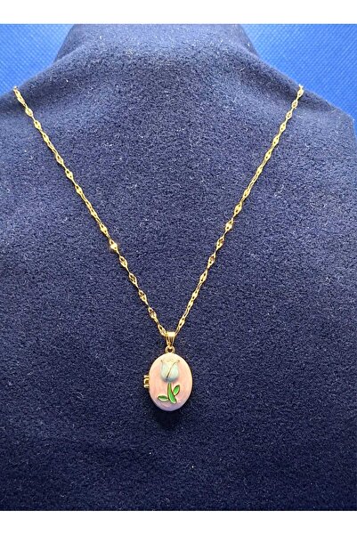 luveay jewelry Altın Kaplama Açılır Kapaklı Fotoğraflık Madalyon Kolye Mavi L...