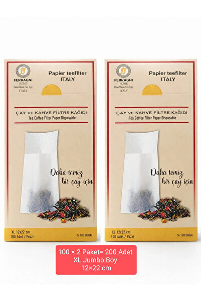 Çay Demleme Filtre Kağıdı XL JUMBO BOY 12*22 cm Kutulu 2 Paket (200 Adet)