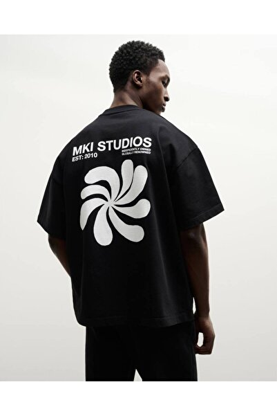 CLASSY.MODA Unisex Μαύρο Μπλουζάκι με στάμπα Oversize Streetwear Άνετη εφαρμο...