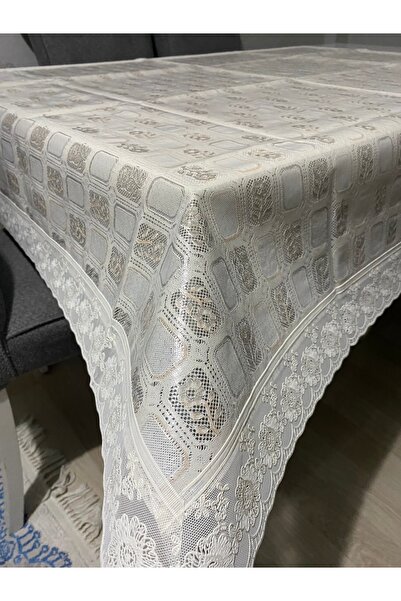 YEK HOME TEKSTİL 120cm X 150cm Liquid-Resistant Lace-Look Wipeable Tablecloth