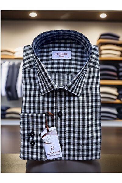 elitpark Siyah Ekose Pamuklu Erkek Gömlek