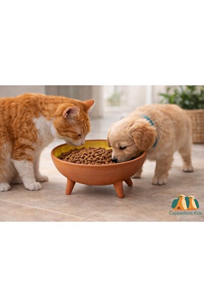 Universal Ayaklı Sırlı Çömlek Kedi & Köpek Maması Kabı (20 CM)