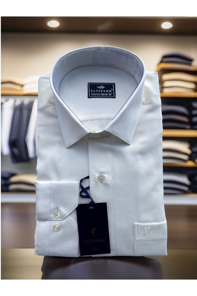 elitpark Mini Kareli Düz Renk Pamuklu Erkek Gömlek