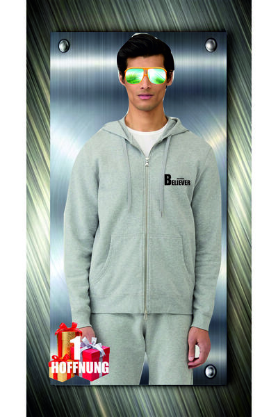 HOFFNUNG Hanorac unisex din bumbac oversize cu imprimeu „BELIEVER” și fermoar...