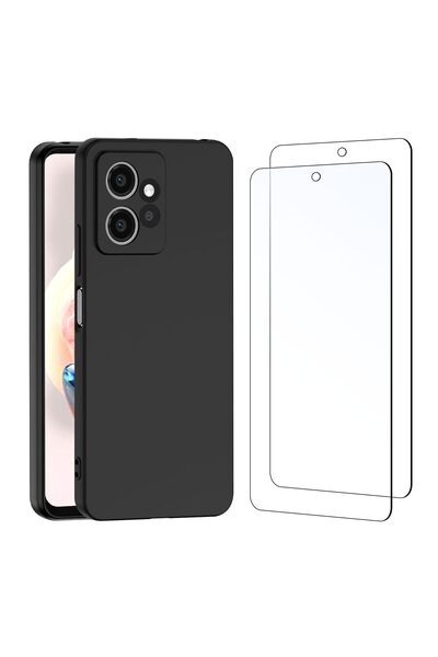 New'S Husă NEW'C Xiaomi Redmi Note 12 4G silicon negru + 2 folii sticlă