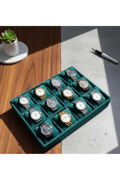 zyc 12-Compartment Wooden Baby Face Fabric Watch and Jewelry Stand - Organize...