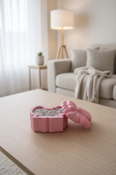 SalepHome Pembe Kurdale Şeklinde Takı Kutusu-Yüzük Kolye Saklama Kabı-Hediyel...