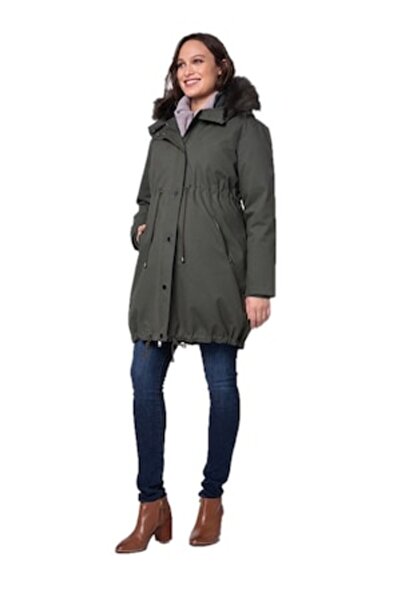 SERAPHINE Women's Jacket with Hood, Maternity 3in1 Model, Khaki 42