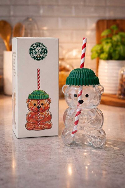 BASKIMARKETİM Barista Cam Ayıcık Bardak 550ML