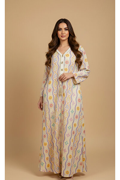 Moda Line Women's jalabiya with colorful embroidery and sparkling sequins