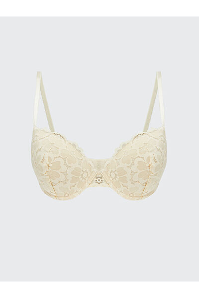 LC Waikiki حمالة صدر تي شيرت من الدانتيل بدون حشوة باللون البيج