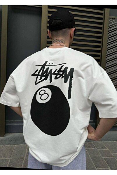 CLASSY.MODA Unisex Λευκό Υπερμεγέθη Μπλουζάκι με Στάμπα Άνετη Γραμμή Καθημερι...