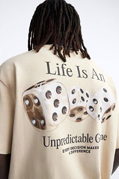 CLASSY.MODA Unisex Λευκό Υπερμεγέθη Μπλουζάκι με Στάμπα Άνετη Γραμμή Καθημερι...