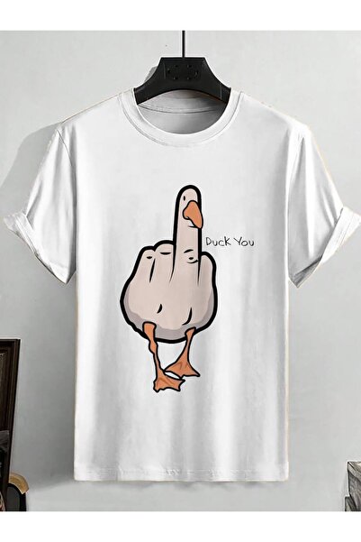 CLASSY.MODA Tricou unisex alb supradimensionat, imprimat, croială lejeră, îmb...