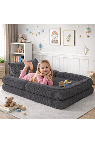 puffiber Premıum Modüler Çocuk Yatağı 80x160 cm –Oyun Minderi, Yer Yatağı Fit...