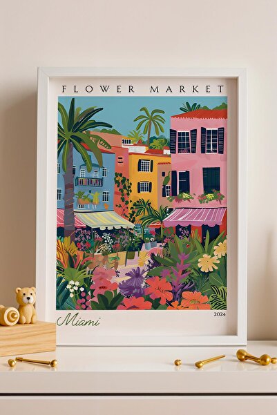 Saturn Miami America Framed Painting Aesthetic Wall Decor for Travel Lovers f...