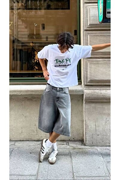 CLASSY.MODA Unisex Λευκό Υπερμεγέθη Μπλουζάκι με Στάμπα Άνετη Γραμμή Καθημερι...