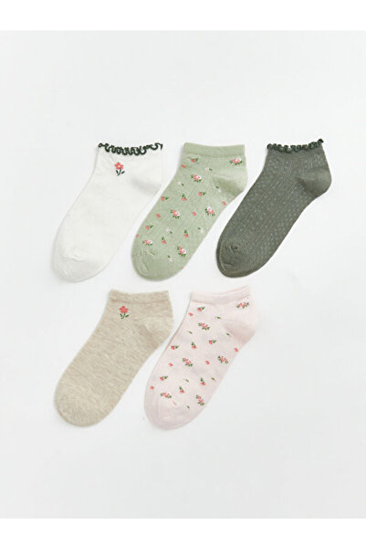 LC Waikiki Rmz Gi̇yi̇m Farkiyla Floral Women's Booties Socks 5-Pack