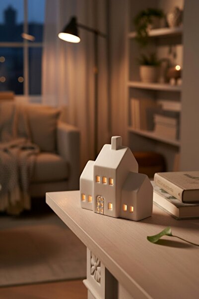 Binbirdemet İskandinav Bohem Seramik Ev Mumluk – Tealight Uyumlu Dekoratif Ev...