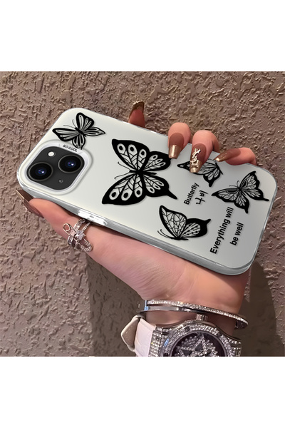 Hontinga iPhone 15 Plus Compatible Silicone Edge Hard Back Anti-Fall Phone Ca...