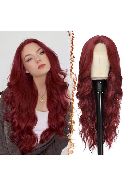 OEM Long, wavy, red wig, heat resistant, synthetic hair, 66 cm