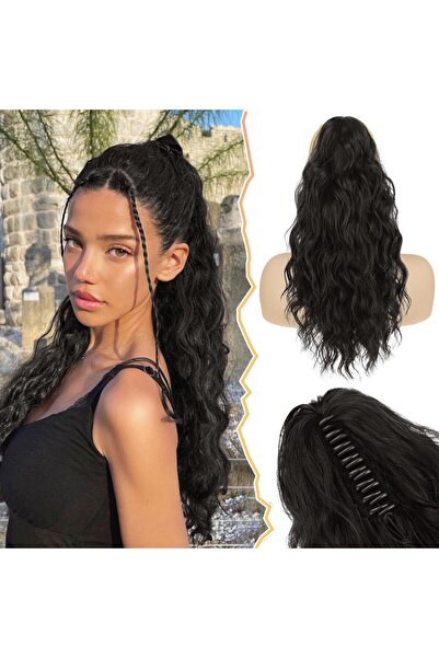 OEM Hair extension, ponytail, clamp type, 45 cm, synthetic, wavy and created,...