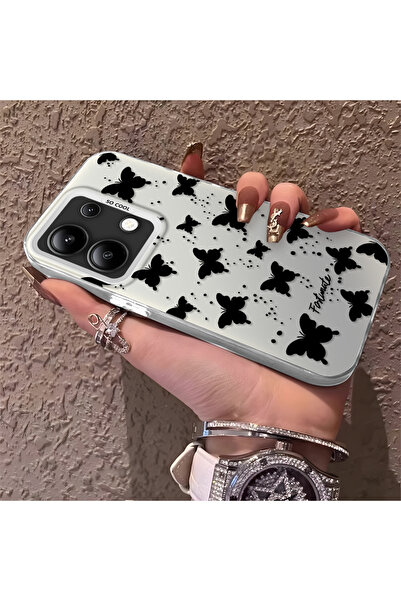 Hontinga Redmi Note 13 Compatible Silicone Small Butterfly Edge Hard Back Ant...
