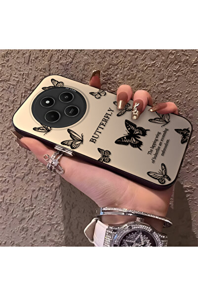 Hontinga حافظة هاتف Redmi A4 متوافقة مع السيليكون ذات حافة على شكل فراشة صغير...