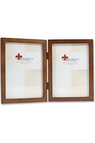 ASTERA إطار خشبي مزدوج بمفصلات خشبية من خشب جوز الهند مقاس 13x18 سم