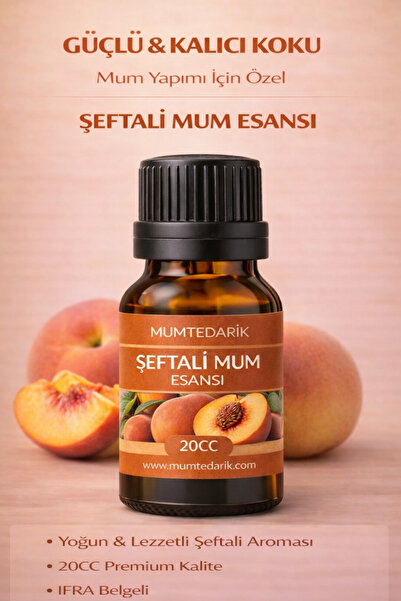 MUMTEDARİK Şeftali Kokulu Premium Mum Esansı 20 ml