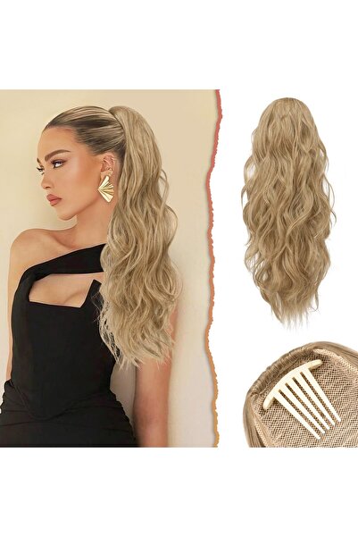 OEM Extensie coada de cal, ondulata, 60 cm, cu clips, sintetica, blond si blo...