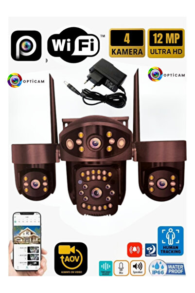 Opticam 75W WİFİ 1.5A ADAPTÖRLÜ 3+3+3 9MP Güvenlik Kamerası,360 Derece Açı , ...