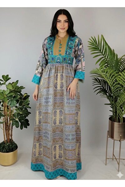 ASIAN Sara's Jalabiya is a long, elegant, heritage-style jalabiya with multip...