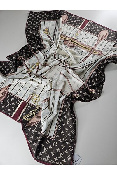 Shiva Scarfs Kilit Zincir Pattern Voile Silk Scarf Silk Scarfs Hijab Shawl Ac...