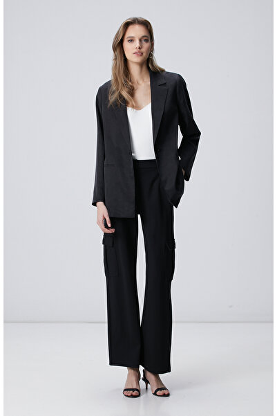 Network Siyah Çelik İnterlok Kargo Cepli Pantolon