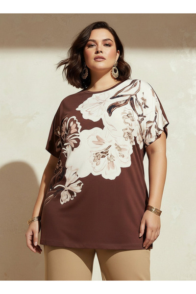 Ulla Popken تيشيرت بقصة قصة مريحة مزين بتفاصيل من الخرز