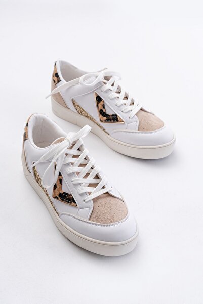 I Love Shoes Dolina Matte Leather White Leo Patterned Women's Sports Shoes