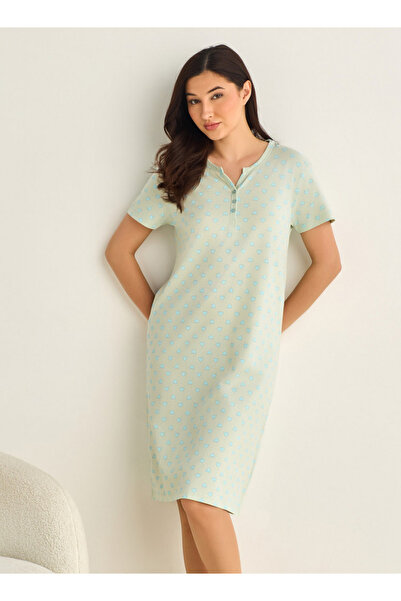 FAV Midi Night Dress Short Sleeve Fruit Print Cotton
