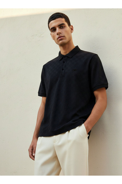 Iconic Men Short Sleeves Checked Polo T-shirt