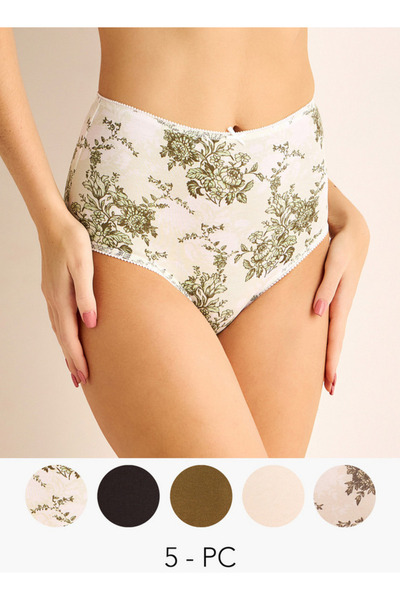 FAV Set of 5 - Full Briefs High Waist Bow Accent